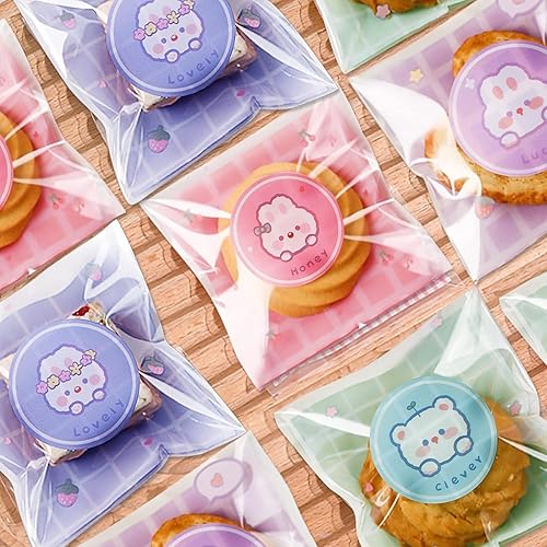 Miniatura 5 de 100 bolsas de galletas autoadhesivas para regalo, bolsas de celofán lindas para galletas, dulces, chocolate para hornear, galletas y galletas, bolsa