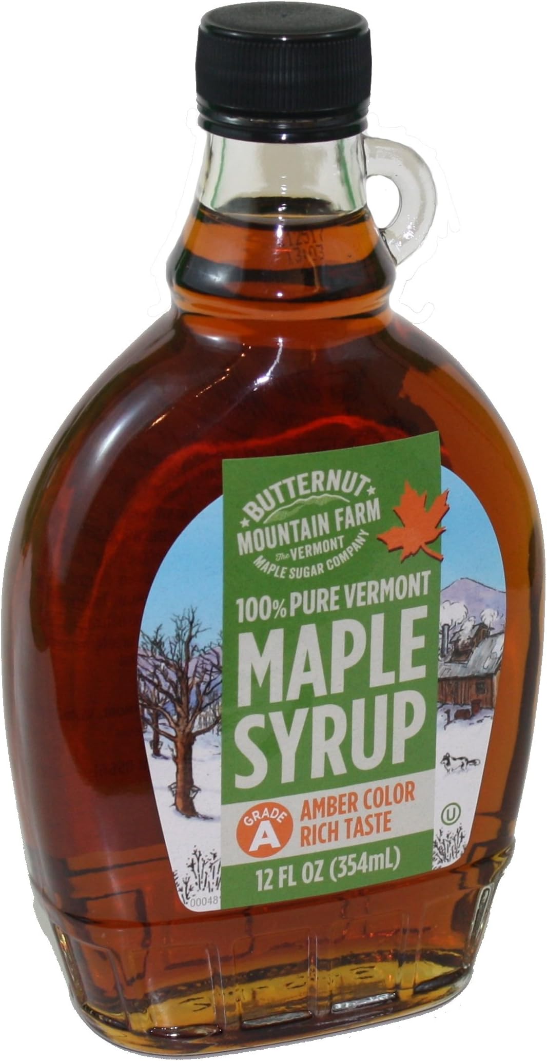 Vermont Amber Rich Maple Syrup Glass Jug 12 Ounce