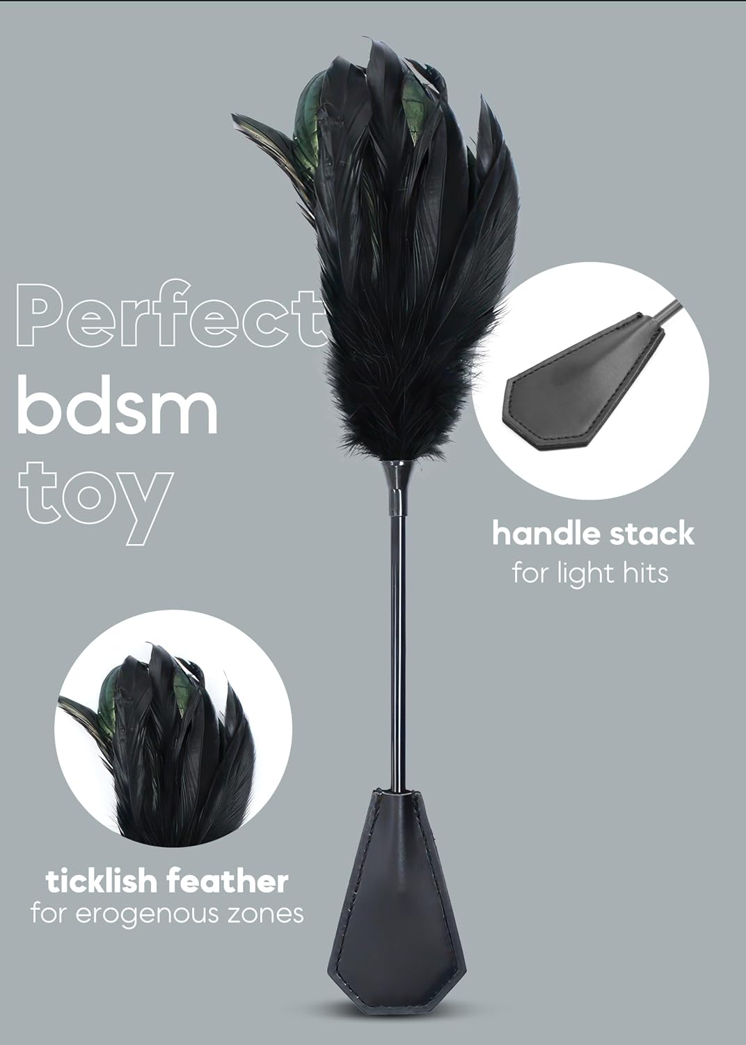 Feather Tickler for Cosplay French Crop Faux Leather 15 inch Feather Ticklers Teasers