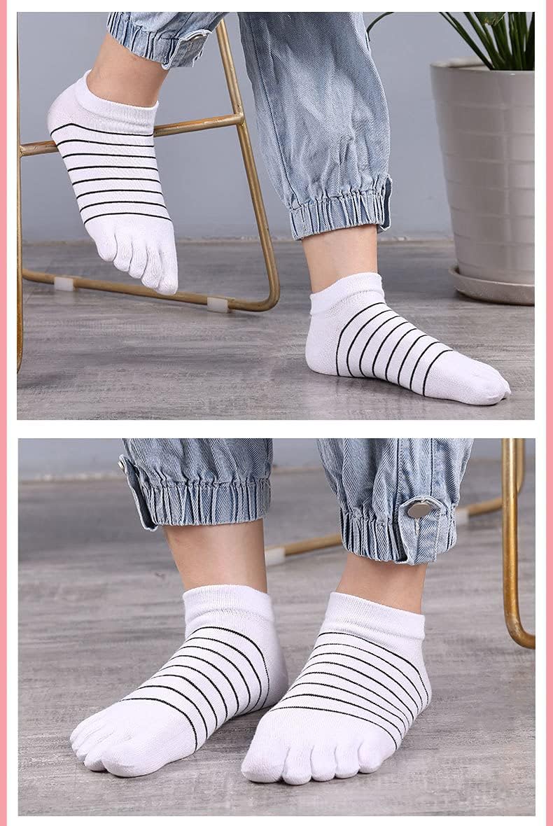 Toe Socks, 5 Pairs Women's Toe Socks for Running Cotton Five Finger Socks Athletic Walking - Image 3