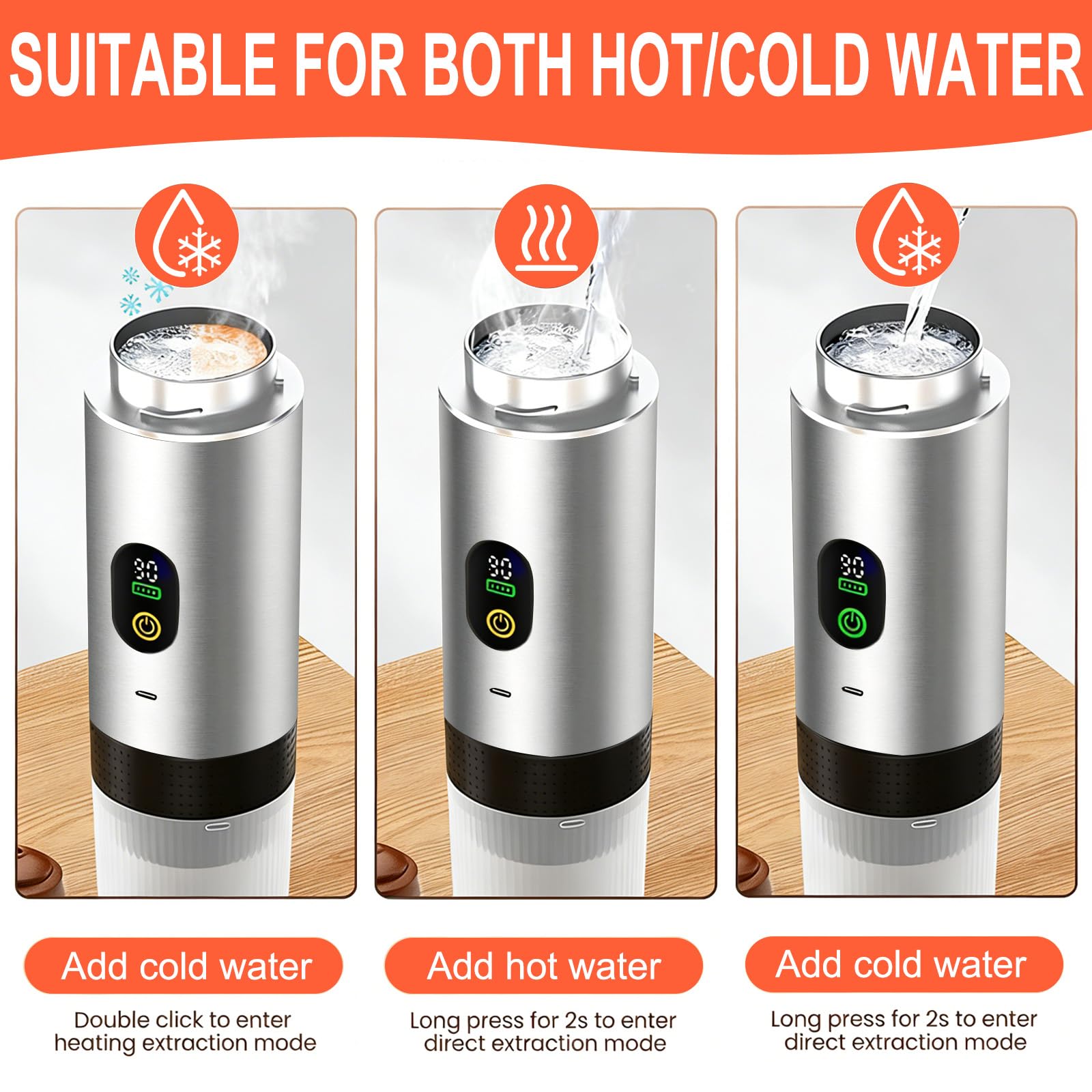 Mini cafetera de viaje 3 en 1 portátil con batería, máquina de café de viaje para coche, máquina de café espresso compatible con cápsulas y café molido para senderismo, oficina, autocaravana