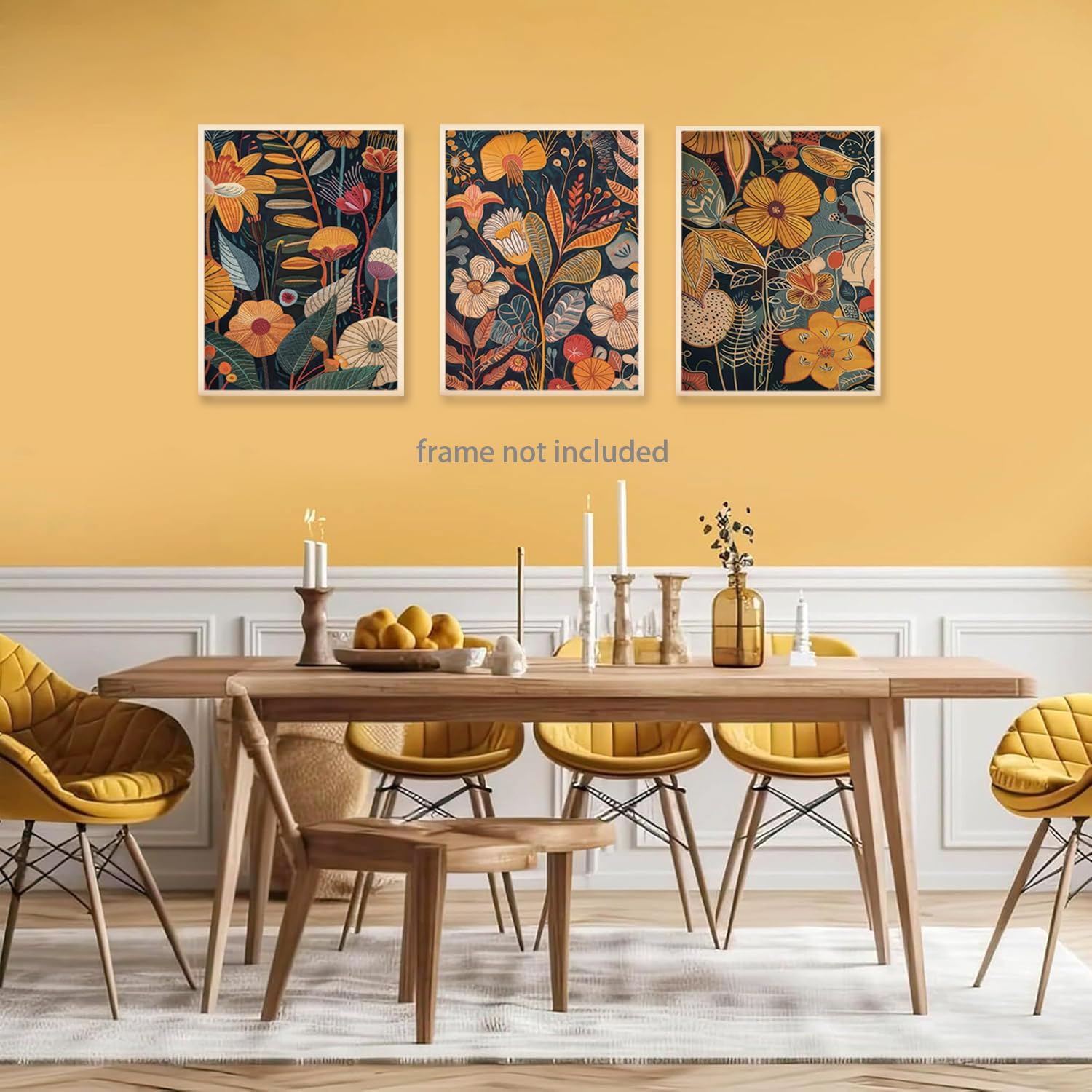TBKHUDBI Burnt Orange Floral Canvas Wall Art,Mid Century Modern Wall Decor,Boho Terracotta Flower Picture Prints Poster Painting Artwork Set Of 3 For Living Room Bedroom Office 12x16 Unframed image 5