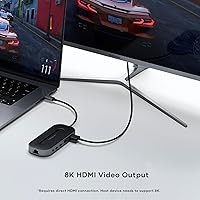 Vista 6 de Satechi Adaptador multipuerto USB C, USB4 6 en 1 con HDMI 8K, carga USB C PD de 100 W, 2 puertos USBC y 1 puerto de datos USB-A, Ethernet, conector