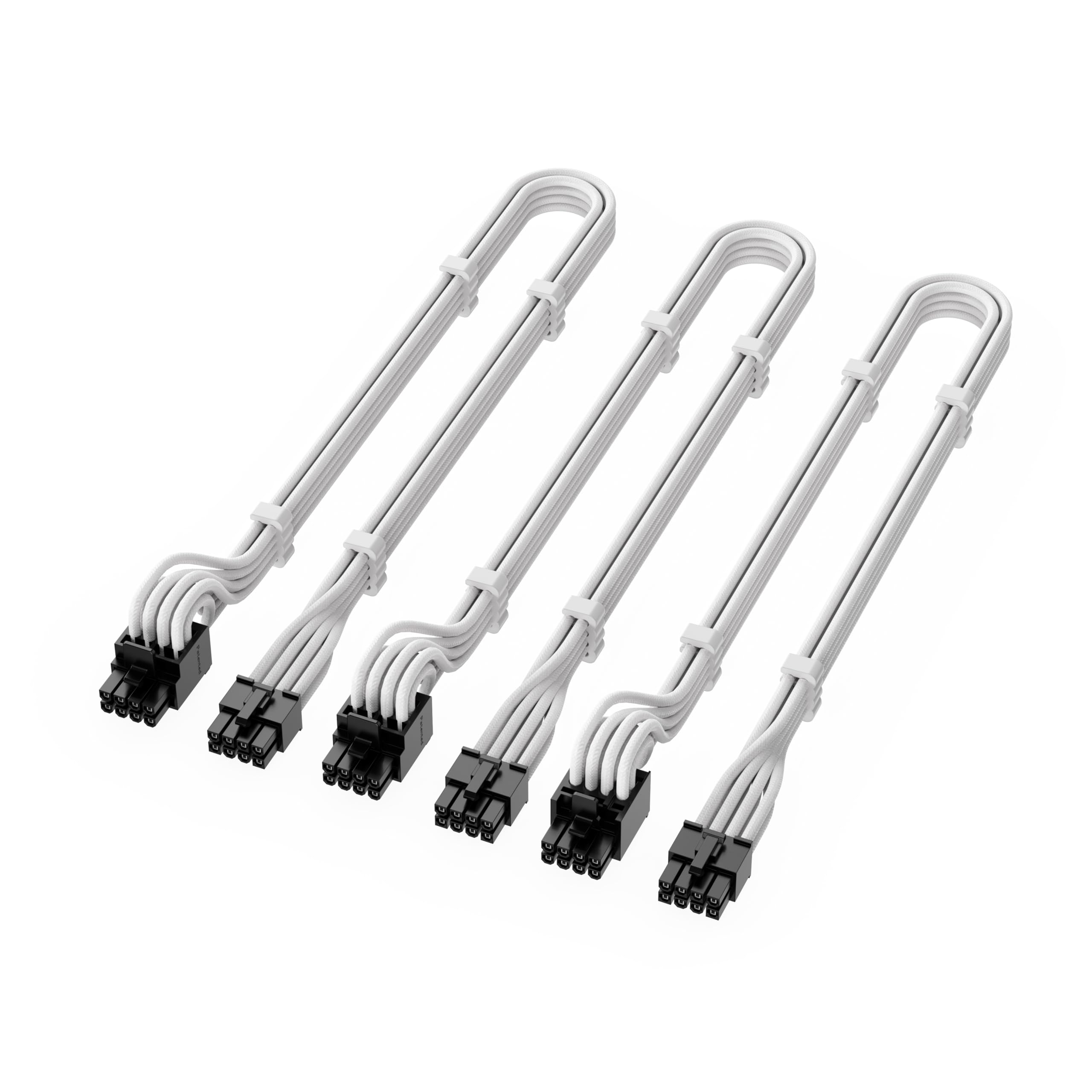 X-Enlazar PSU Kabel Kit für Seasonic Netzteile - 90 Grad Stecker, einzeln ummantelt mit Geflecht & Kämmen, 16AWG Draht, 9-teiliges Kit, Type-A PCIe GPU Stecker - Weiß