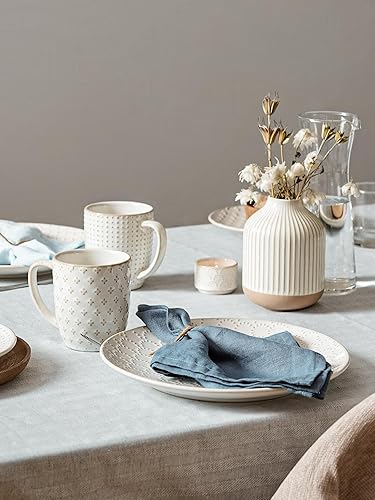 Miniatura 6 de LE TAUCI Juego de vajilla de 16 piezas, blanco ártico, platos y cuencos de cerámica con tazas, ideal para 4, sirve para 4, apilable, sin plomo ni