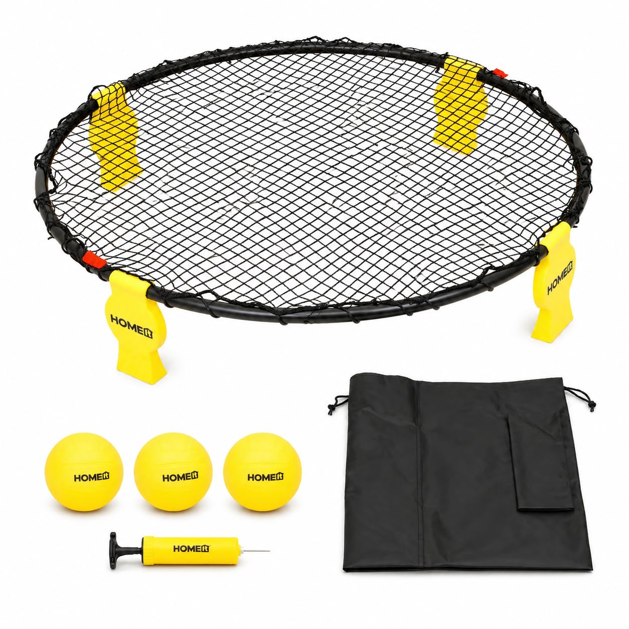 HOME IT® Bounceball Gioco 2 vs 2 con 3 Palline Ø10cm – Set Completo con Telaio in Acciaio e Gambe in Plastica PP – Incluso Pompa e Borsa – Gioco da Esterno 360° per Spiaggia Giardino e Parco