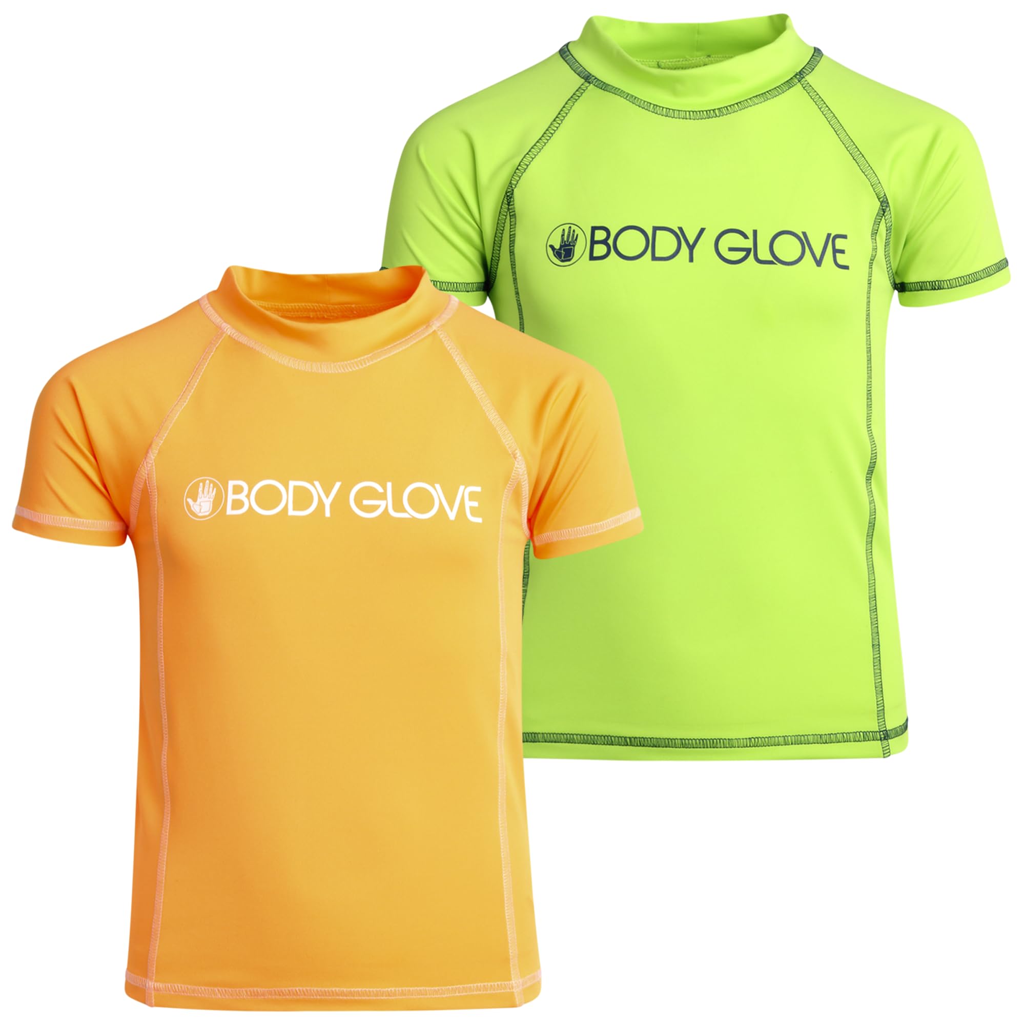 Body GloveBoys' Rash Guard - 2 Pack UPF 50+ Quick Dry Sun and Sand Protection Short Sleeve Swim Shirt (2T-14)