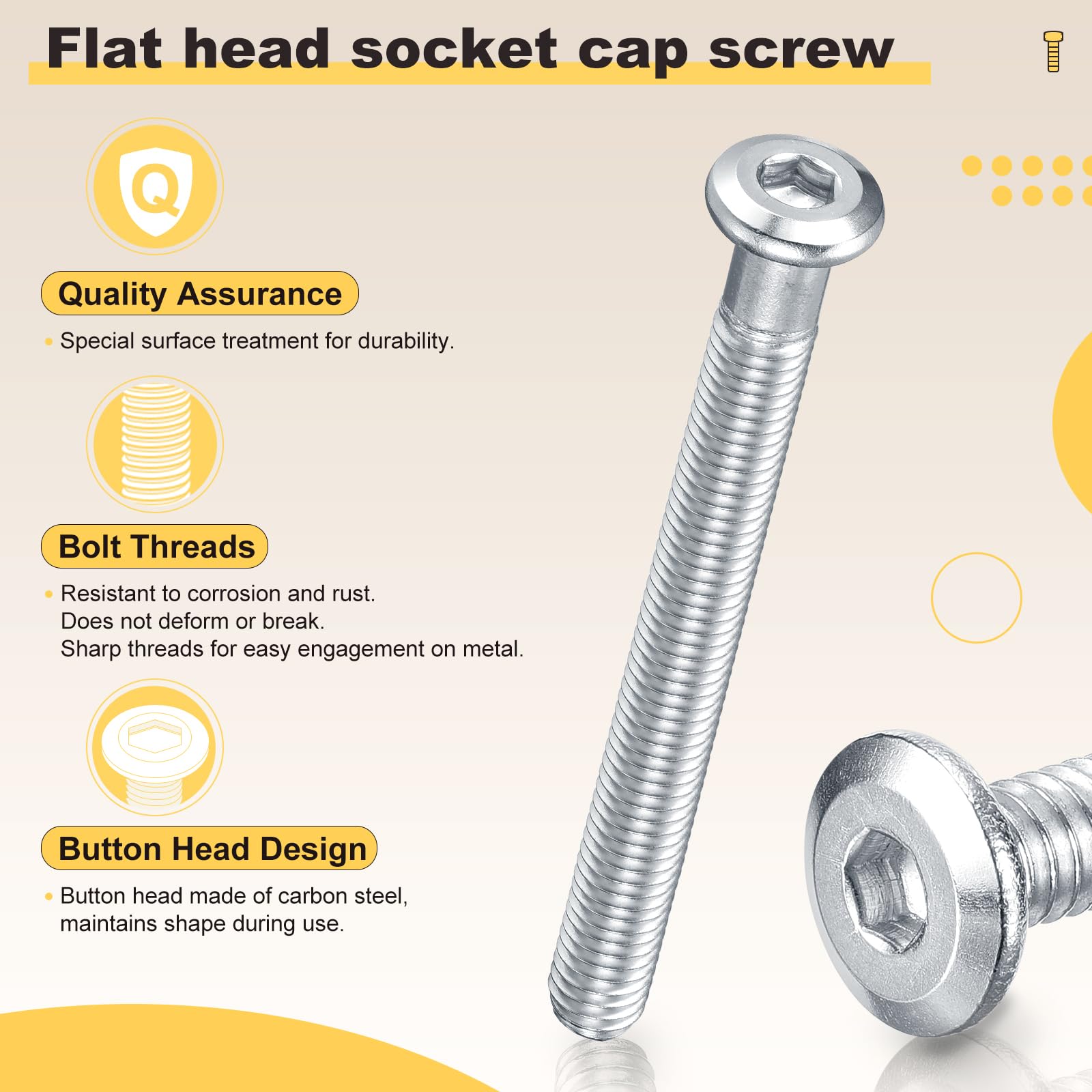 METALLIXITY Furniture Crib Screws Replacement Set including Wrench(M6-1x100mm) 16Pcs - Image 3