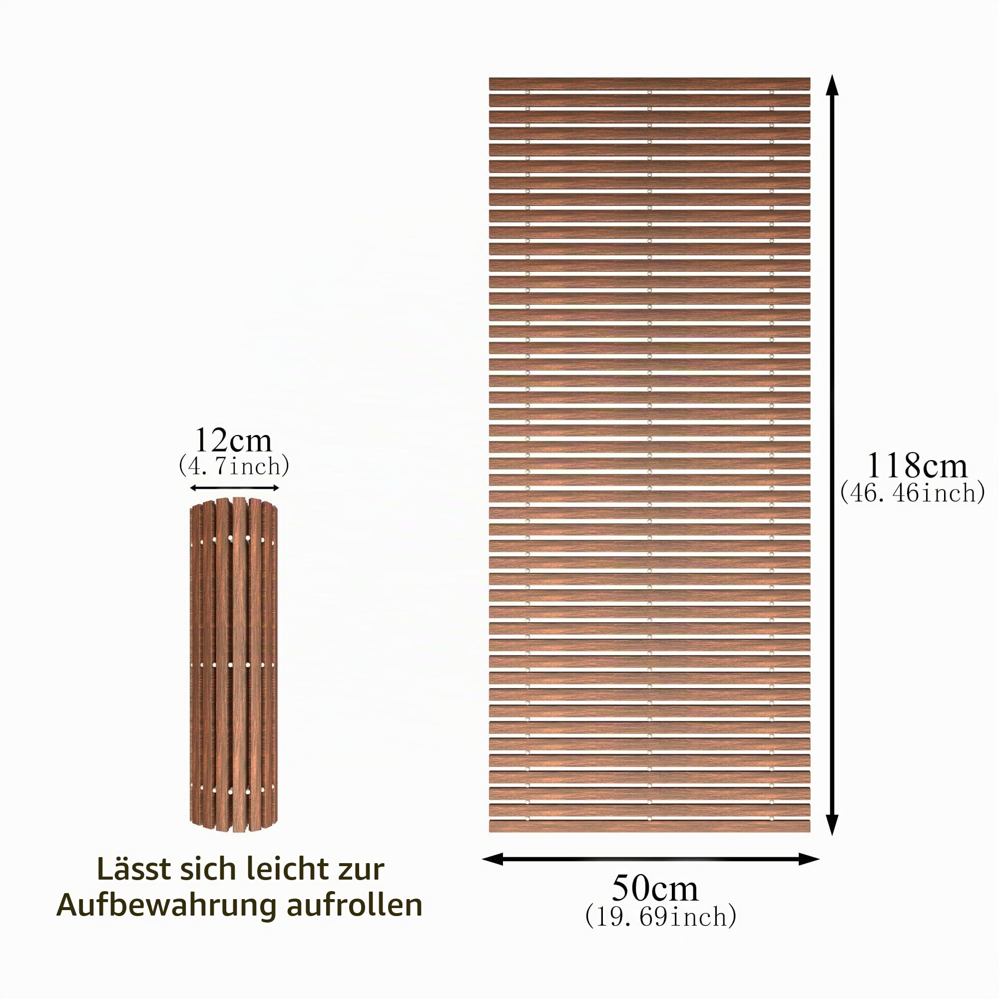 Badematte Holz, Teakholz rutschfest Badvorleger, Duschmatte, Holzduschmatte, Badezimmerteppich, Dusch Vorleger, Stabmuster (50 x 118 cm (Rechteckig))