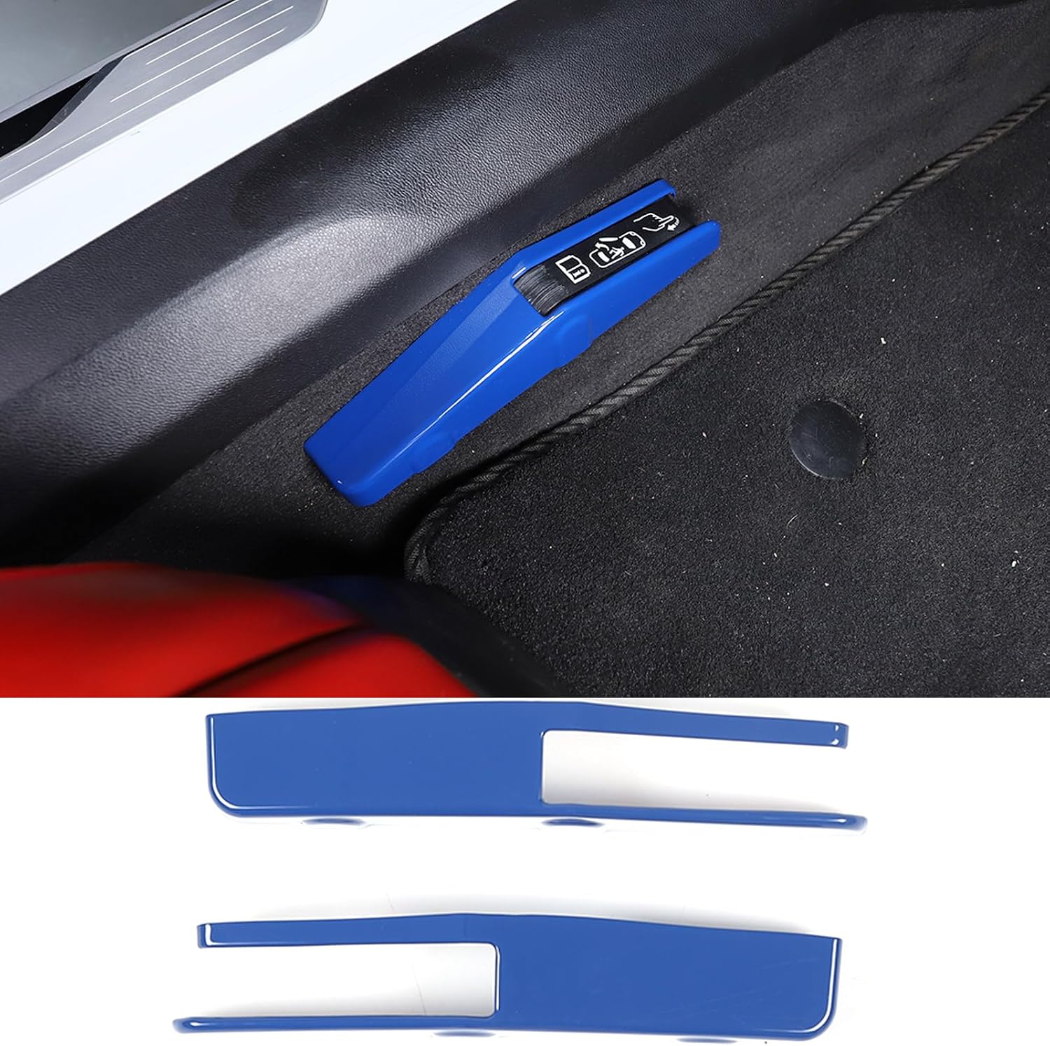 Daeiclru Forced Door Opening Switch Cover Trims Compatible with Chevrolet Corvette C8 2020-2023, ABS Car Emergency Door Lock Switch Cover Trim 2Pcs (Blue)