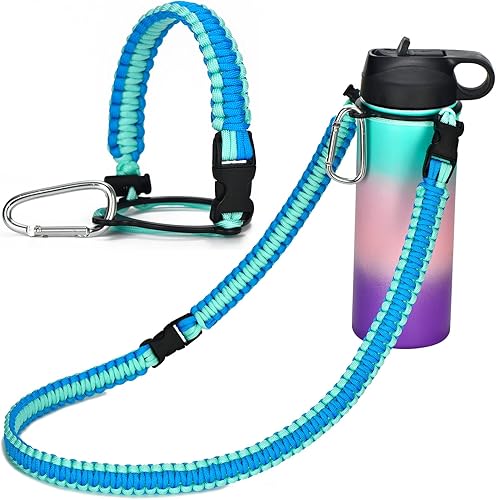 WEREWOLVES Mango de paracaídas con correa para el hombro, se adapta a botellas de agua de boca ancha de 12 a 64 onzas, soporte duradero, correa de