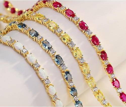 Miniatura 2 de FANCIME Pulseras de plata de ley chapada en oro de 14 quilates, pulseras de tenis de plata de ley de 0.157 pulgadas, pulseras de oro, pulseras de