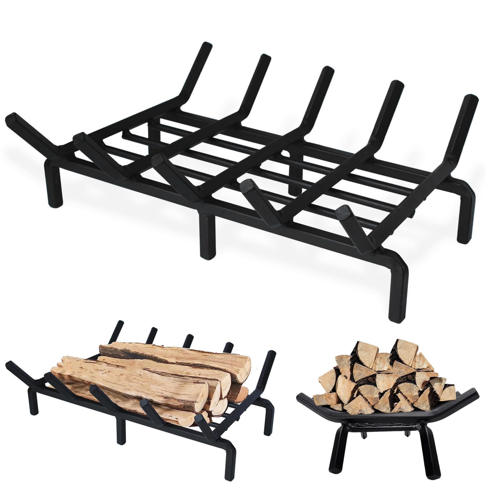 Rejilla para Chimenea de Hierro de 16.0 in, Soporte Resistente para Troncos para Chimenea Interior, hogar, Camping, Exteriores, hogar, Hoguera