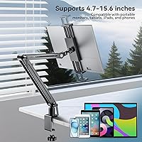 Vista 2 de Mount Soporte para Tablet/Portable Monitor/Ereader - Strong Bearing Weight over 5.5lbs with Built-in Adjusting Wrench with 360°Rotate Base Fits for