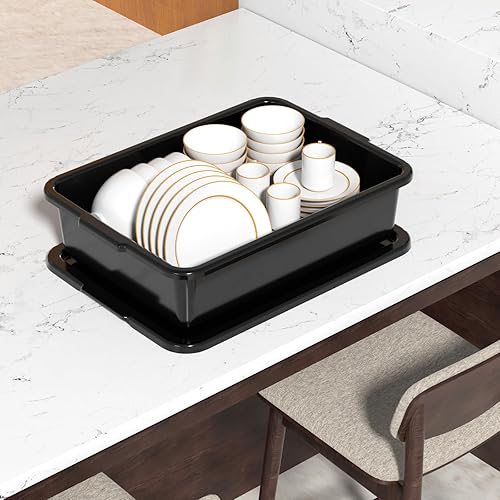 Miniatura 6 de Sandmovie Tina de autobús de plástico de 13 L con tapas, caja de autobús utilitario para restaurante, paquete de 3