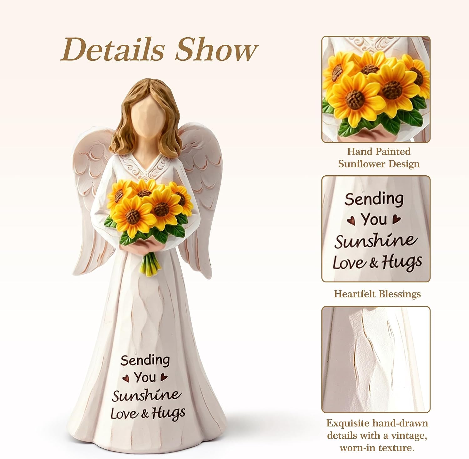 Sunflower Gifts for Women, Hand-Painted Resin Statue for Get Well Gifts image 4