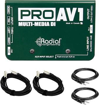 Radial Engineering ProAV1 Bundle with 2 XLR & 2 TRS Cables 5 Items