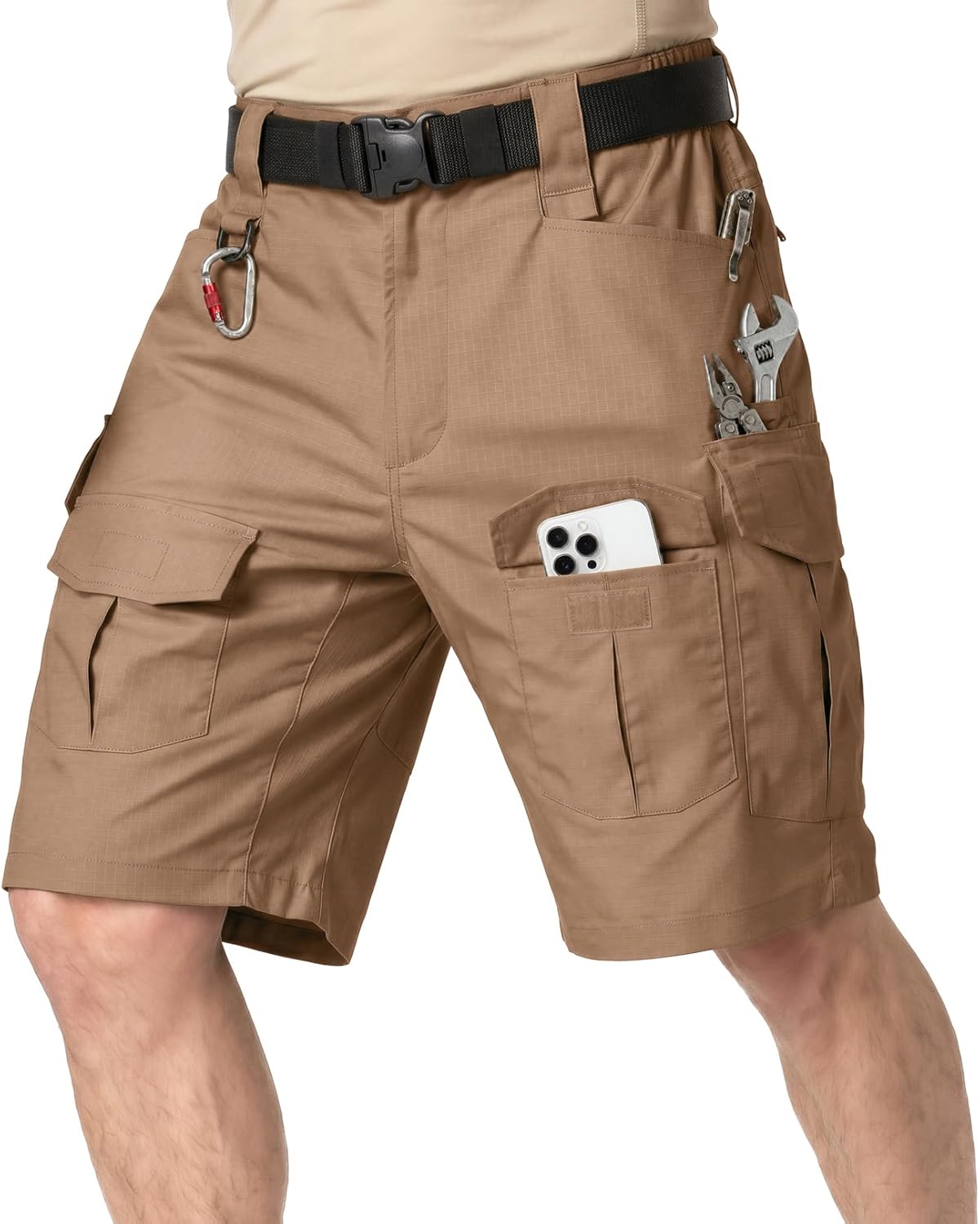 Mens Cargo Tactical Shorts Hiking BDU Wear Resistant Rip Stop Work Hiking Fishing Shorts for Men (No Belt)