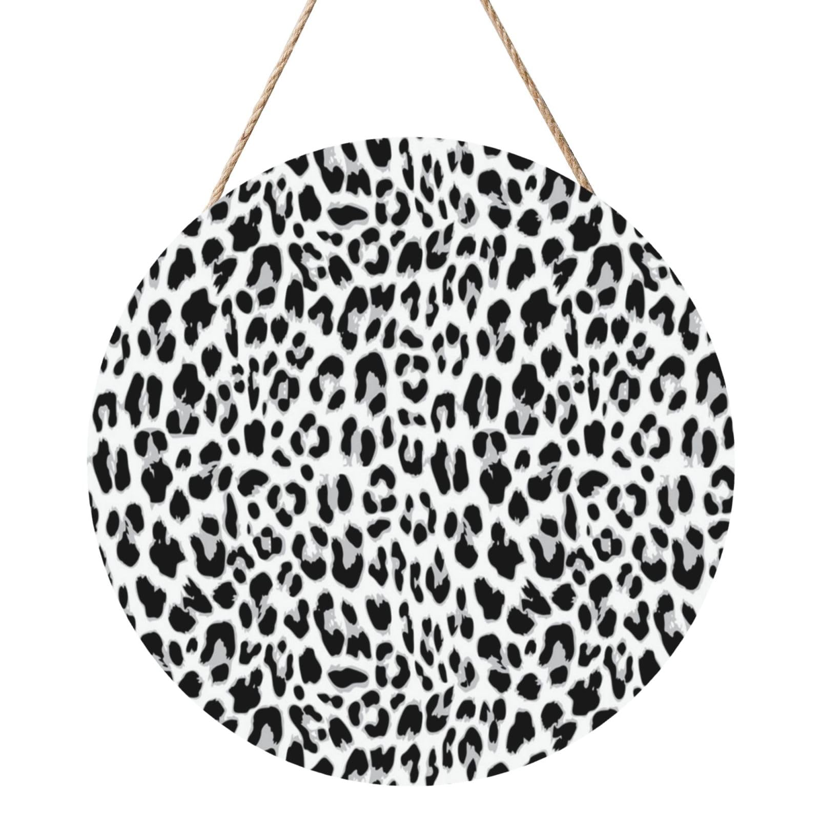 InOmak Leopard Seamless Pattern Design Background, Round Wood Panel Painting 12 in, Wall Hanging Painting For Home