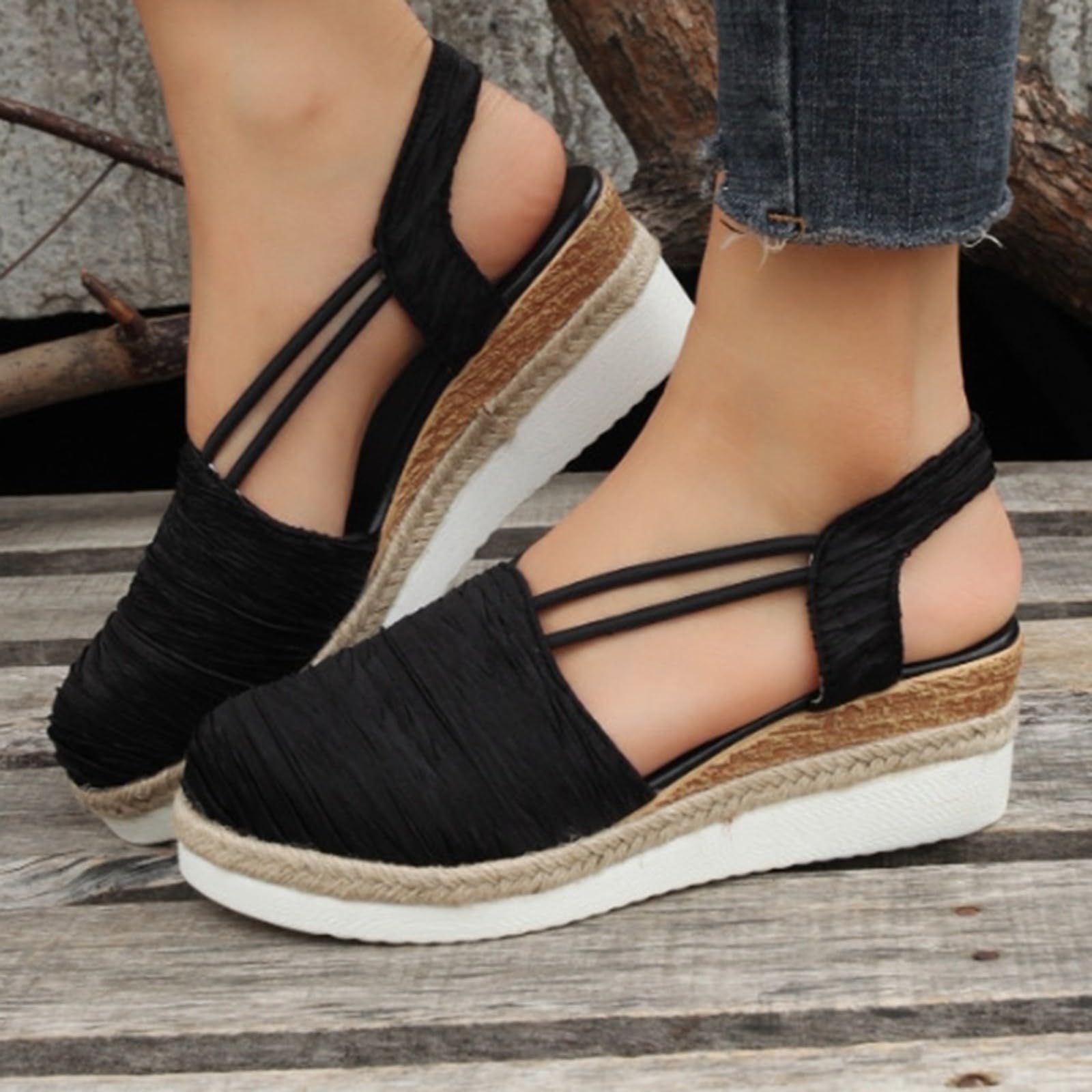 Cocila Espadrillas Donna Con Lacci Zeppa E Plateau Ortopedici Da Estate 2025 Sandali Punta Cinturino Alla Caviglia Casual Cinturini Spiaggia Comodi Espadrilles Scarpe Ortopediche Slip On Pianta