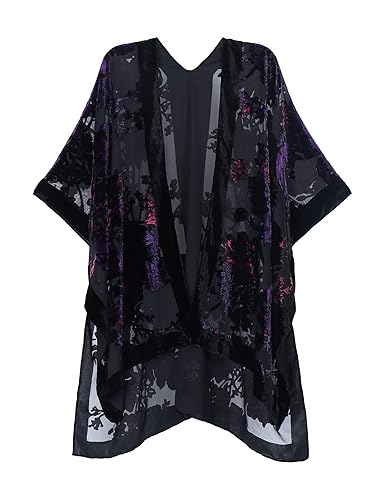 Women's Coverups Burnt-Out Velvet Cardigan Casual Outfit Long Cover Up