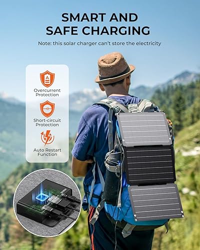 Miniatura 6 de BigBlue Cargador de panel solar de 30 W con puertos USB-A, USB-C y CC de carga rápida, impermeable IP68, cargador solar plegable portátil compatible