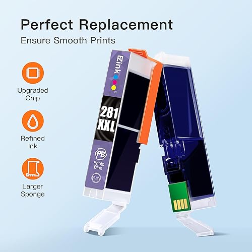 Miniatura 2 de E-Z Ink Cartucho de tinta de repuesto compatible para Canon CLI-281XXL CLI 281 XXL para usar con PIXMA TS8320 TS8220 TS8120 TS9120 (Azul foto,