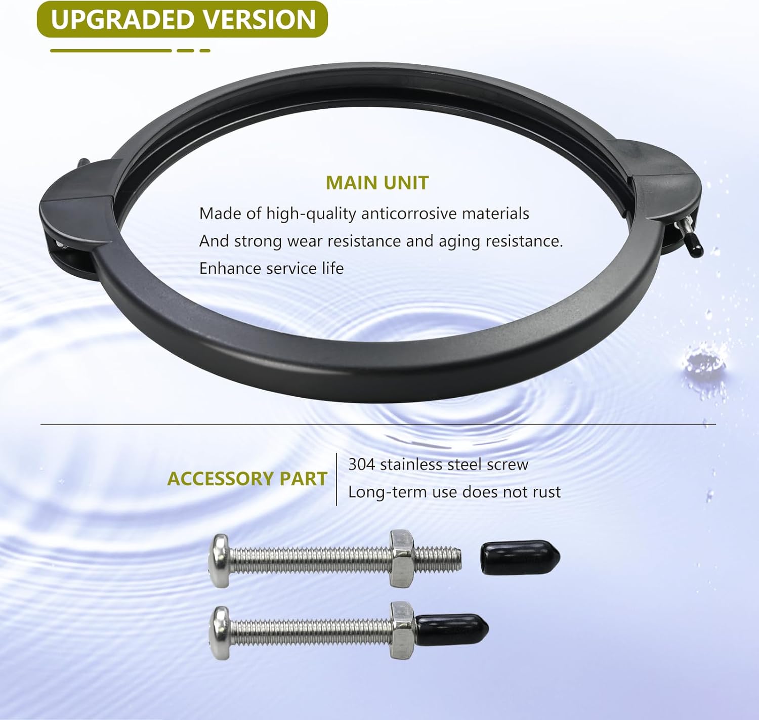 SF90110-1 Clamp Collar Ring Replacement for Intex, Perfectly Fit for Intex 10 Inch Sand Filter Pump + O-Ring，The inner diameter is 10.82 inches