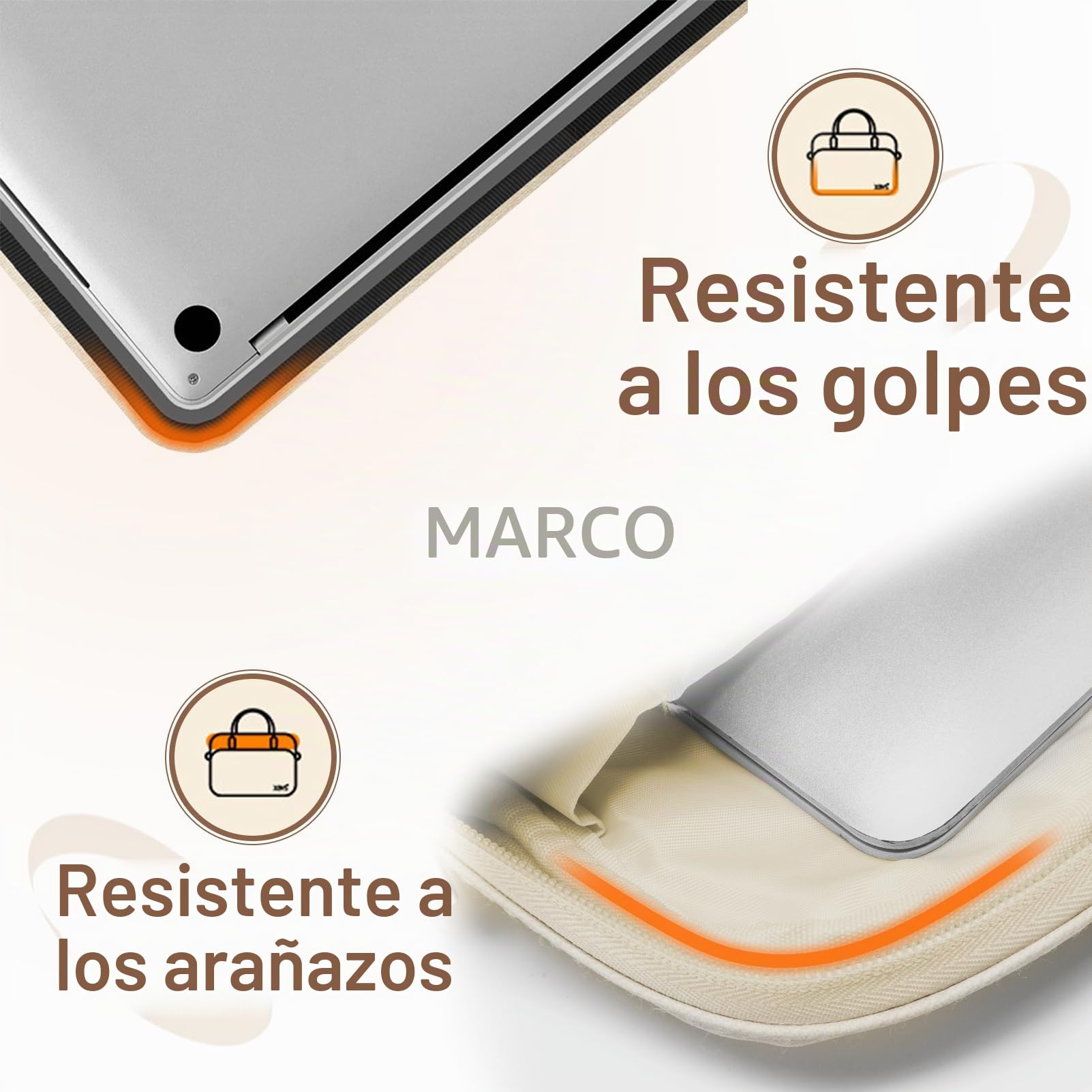 BAGZY Maletín Portadocumentos Mujer de PU Cuero Para Portatil 14 Pulgadas 15,6 Pulgadas Para La Escuela, El Trabajo Y Los Viajes de Negocios (Beige)