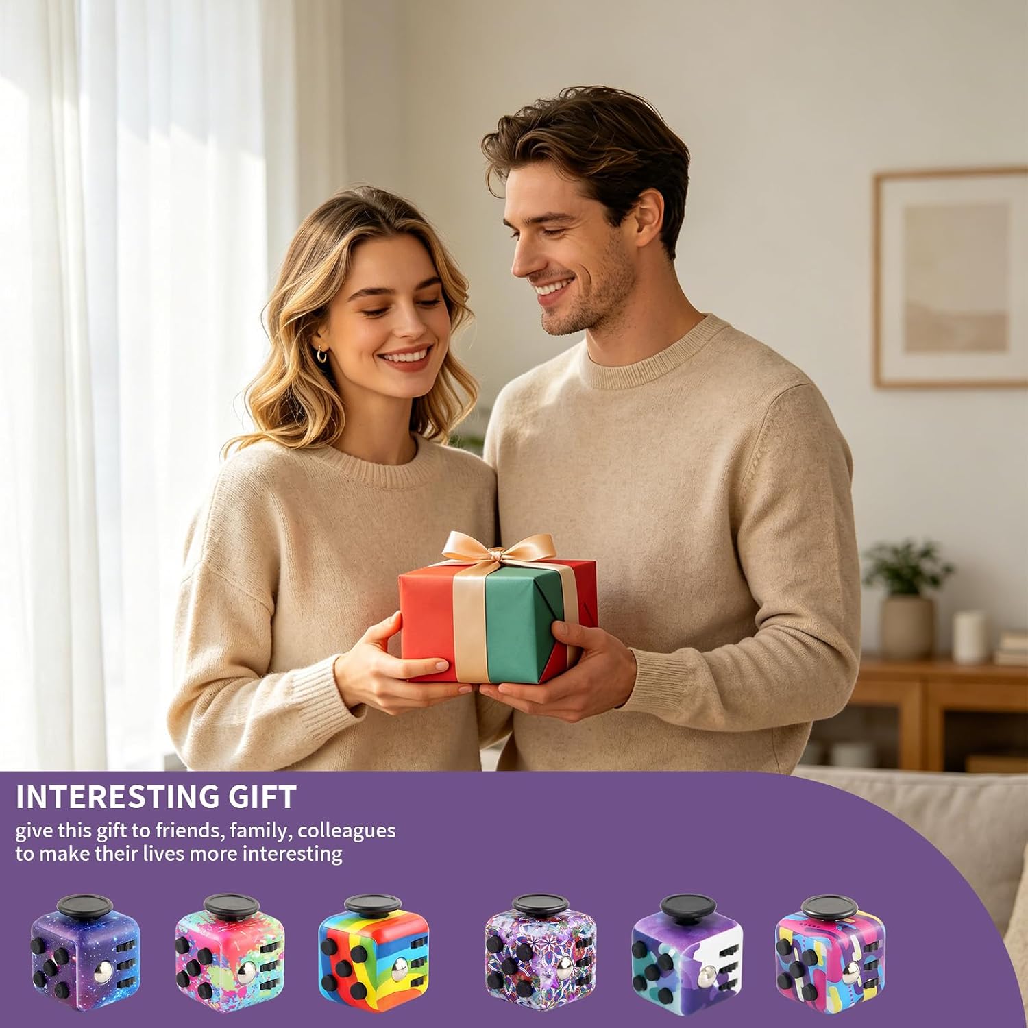 Fidget Cube & Infinity Cube Toys for Adults, 6 Pack Multi-Sided Sensory Anxiety Relief Toys for Autism, ADD/ADHD/OCD, Cool Handheld Fidget Gadgets for Stress & Focus