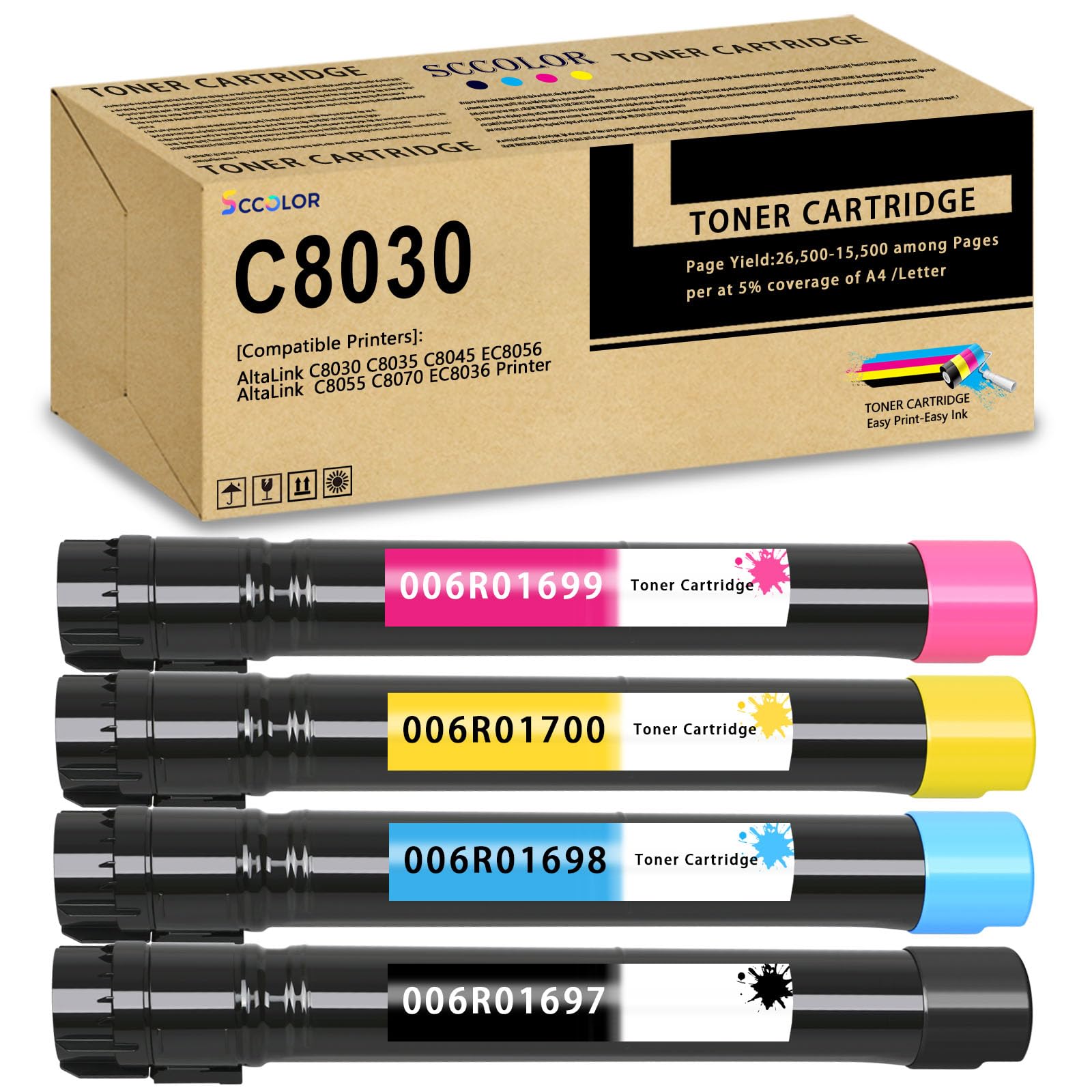Photo 1 of ** NEW ** AltaLink C8030 C8035 C8045 Toner Cartridge Replacement for Xerox AltaLink C8030 C8035 C8045 C8055 C8070 EC8036 EC8056 Printer.006R01697 006R01698 006R01699 006R01700 Toner Set