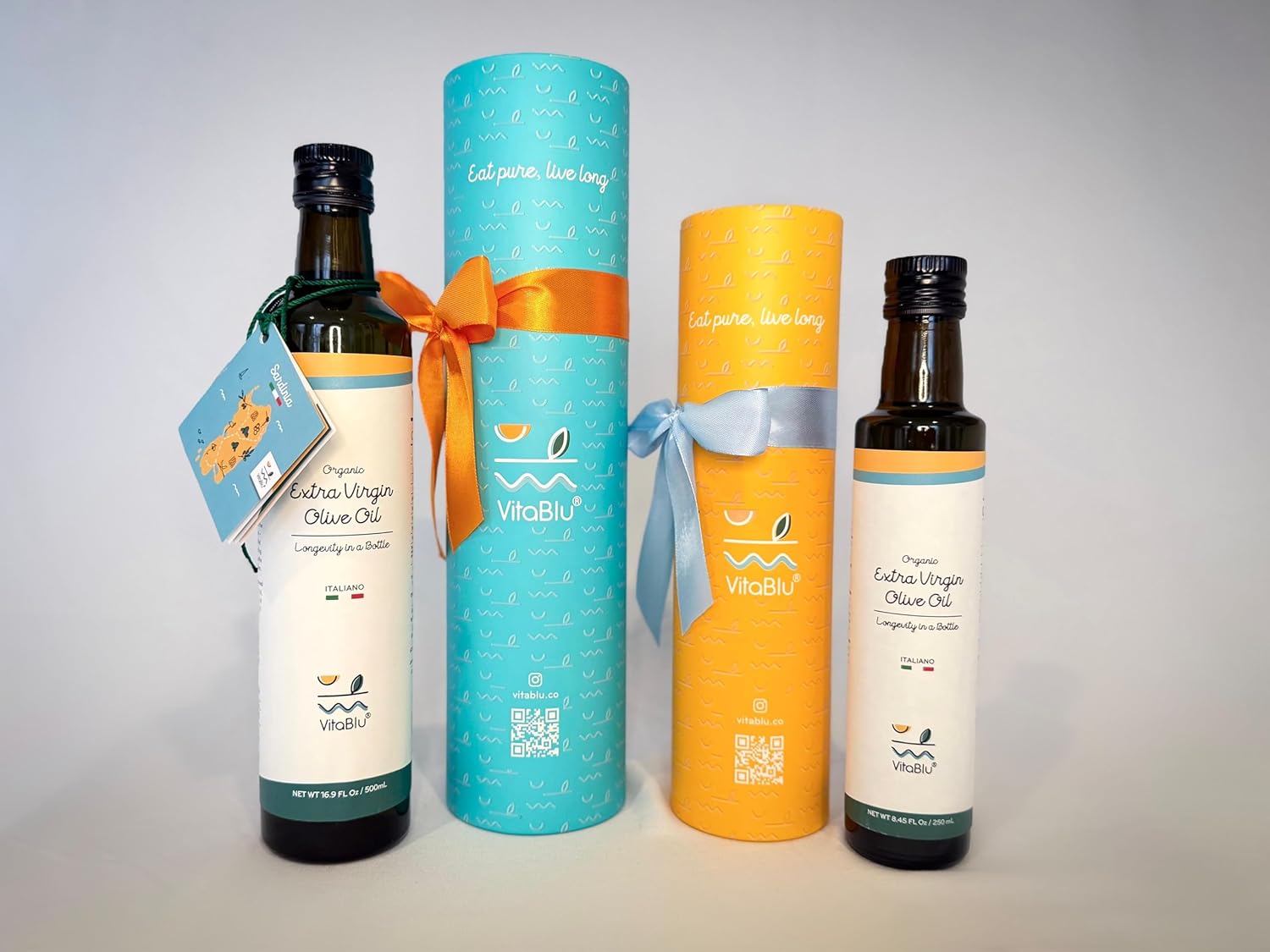 VitaBlu Mediterranean Sardinian Organic Extra Virgin Olive Oil 250ml – High Polyphenols 771 mg/kg – New Harvest 24/25 – Mori-Tem Cold Press- Gift Tube Included