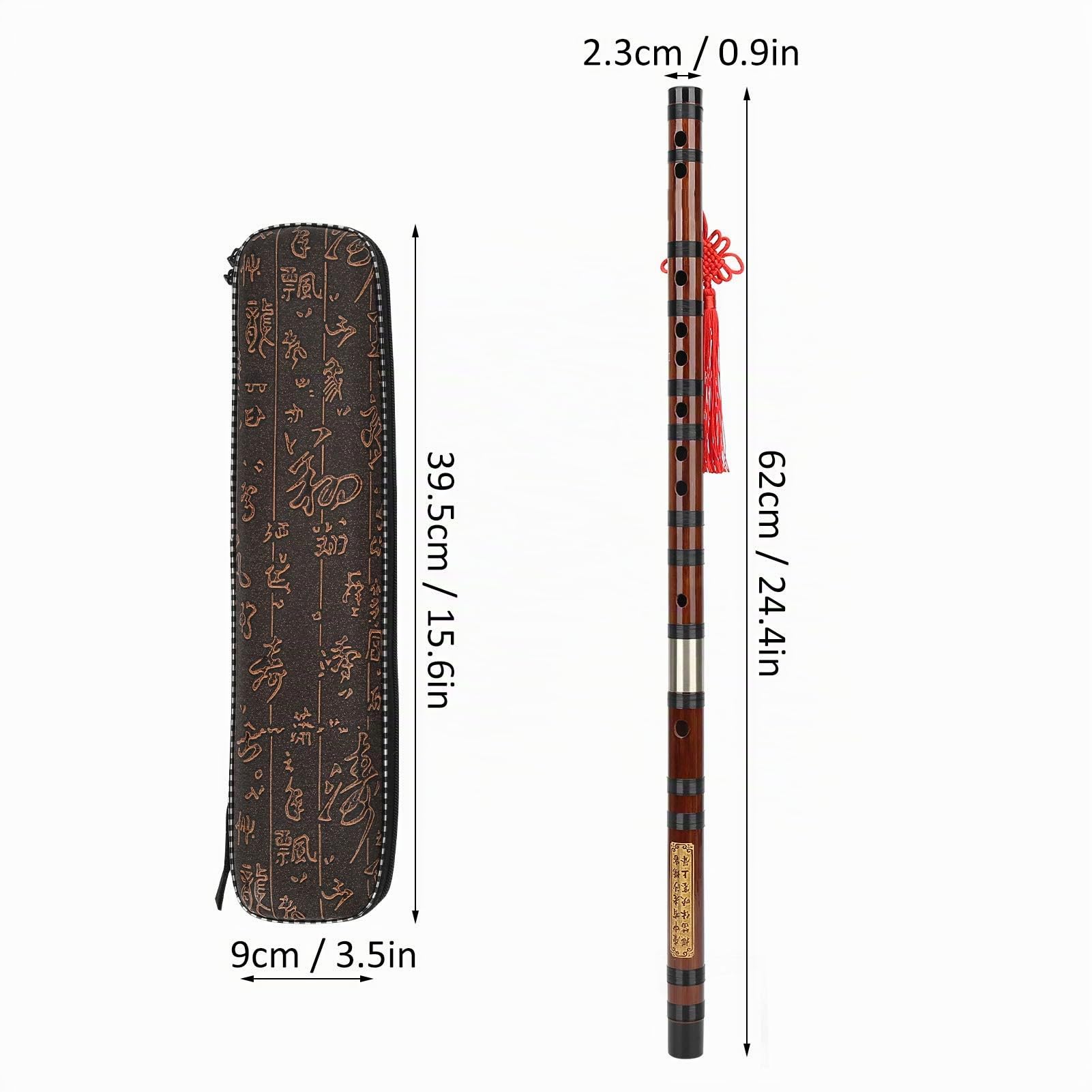 Eujgoov Bamboo Flute, D-Key Dizi Bitter Bamboo Flute Strumento Tradizionale Cinese con Custodia per Principianti