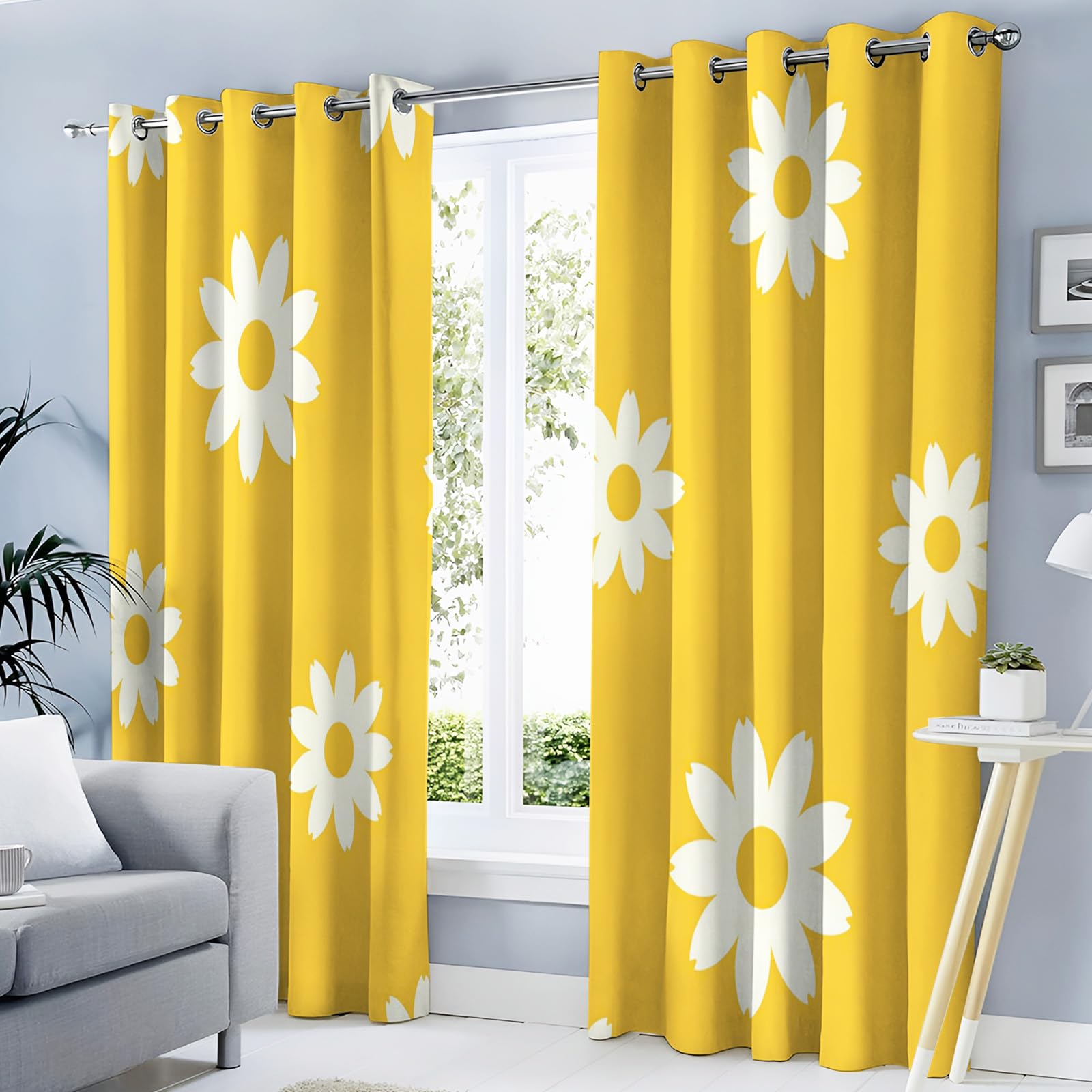 Rideaux occultants marguerites lot de 2 isolant thermique pour chambre enfant