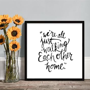 Wood Wall Art for Living Room Were All Just Walking Each Other Home Wooden Sign Motivational Saying Farmhouse Rustic Art Wooden Hanging Sign Rustic Wood Wall Decor for Home Room 8x8 inch