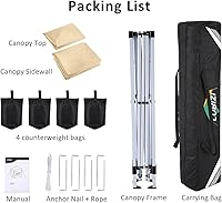 Vista 4 de COBlZI - Tienda de campaña desplegable EZ de 10 x 10 pies con 4 paredes laterales extraíbles, impermeable, comercial, fácil ajustable