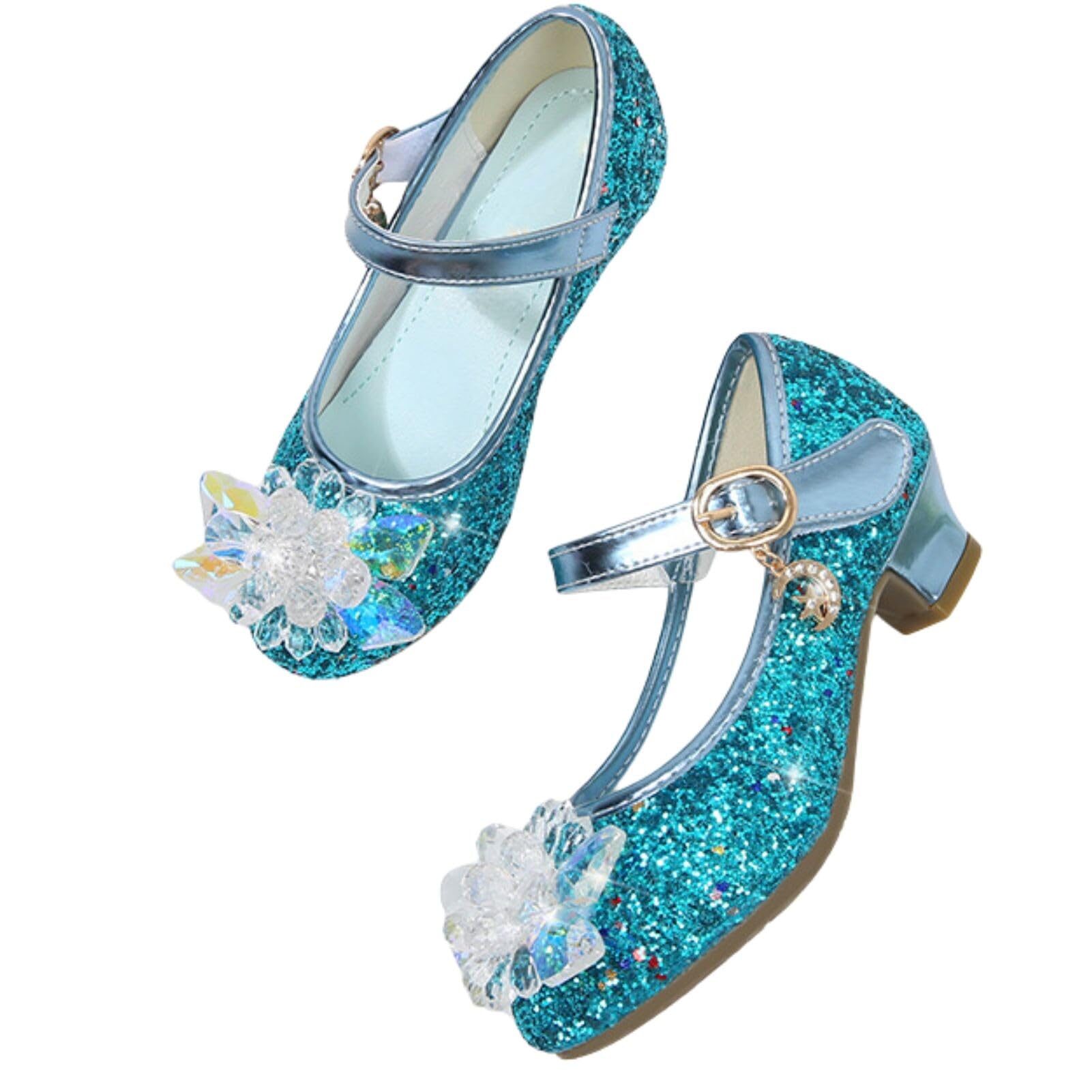 Scarpe Tacco Paillettes Principessa Bambina, Bimba Scarpette Abbinabili Abiti Eleganti Natale Compleanno Matrimonio