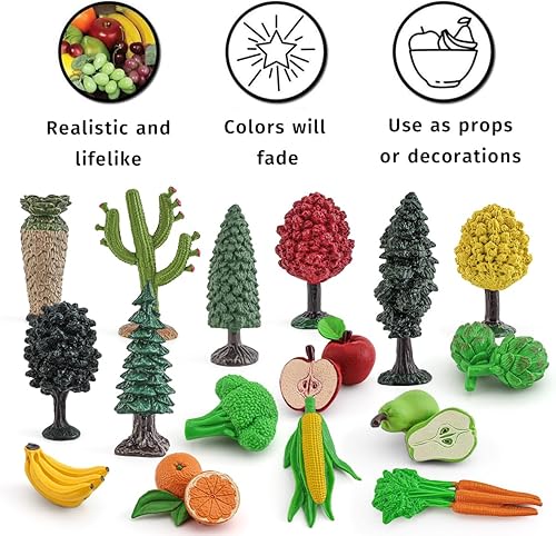 Miniatura 8 de GUFOPONAS Juguetes de plástico realistas, 8 piezas de juguetes para plantas para niños, cubos sensoriales de aprendizaje, figuras de alimentos