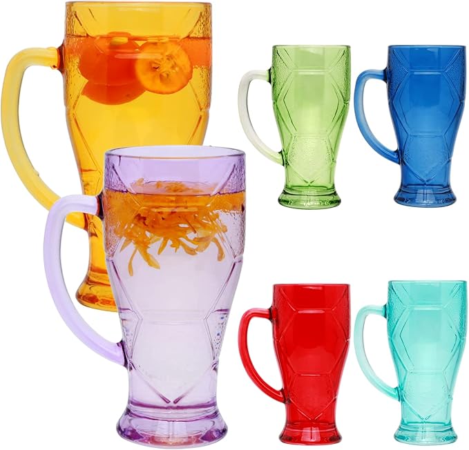Nuxaoisgel Beer Mugs Set of 6,10 OZ Glass Mug with Handle
