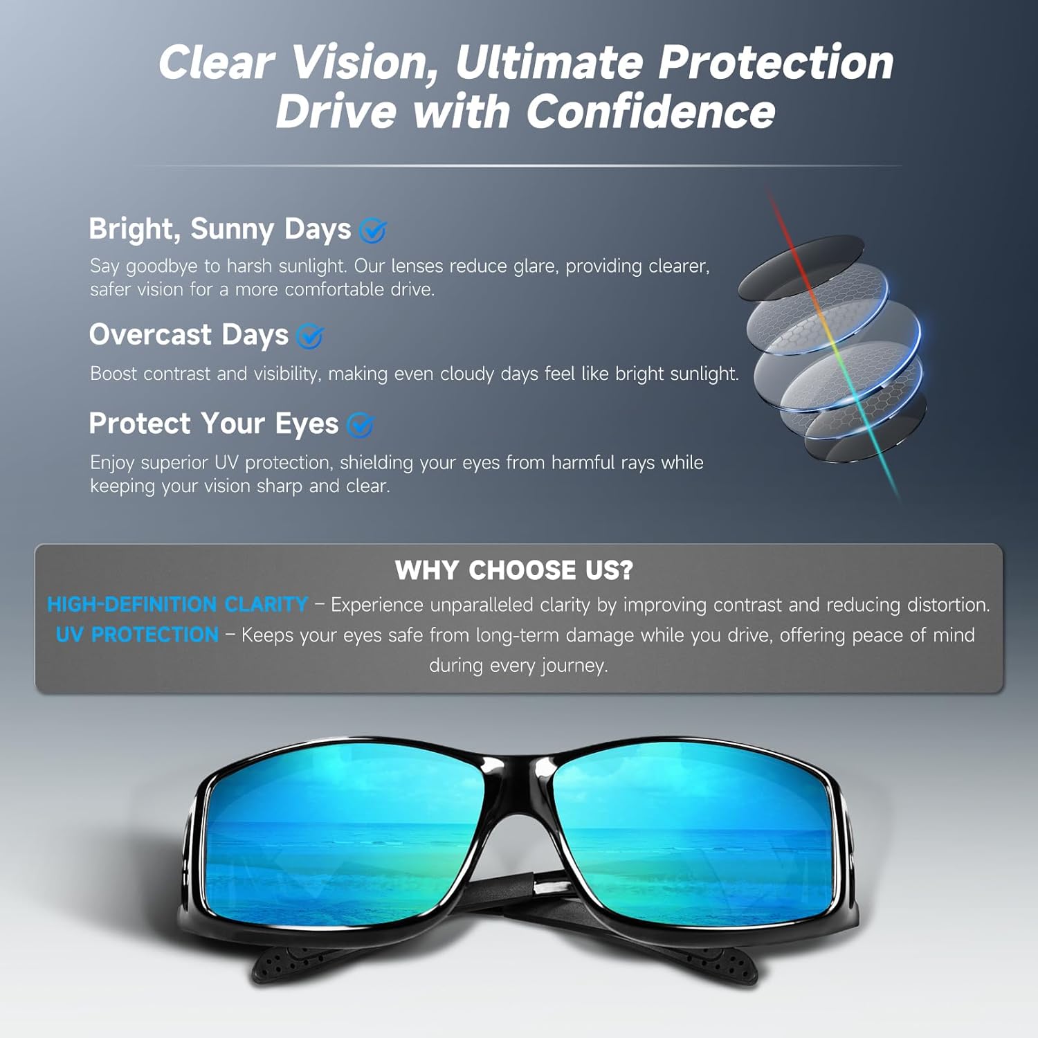 Night Driving Glasses Night Vision Glasses Fit Over Glasses Polarized Anti-Glare UV400 Gift for Men Women - Image 5