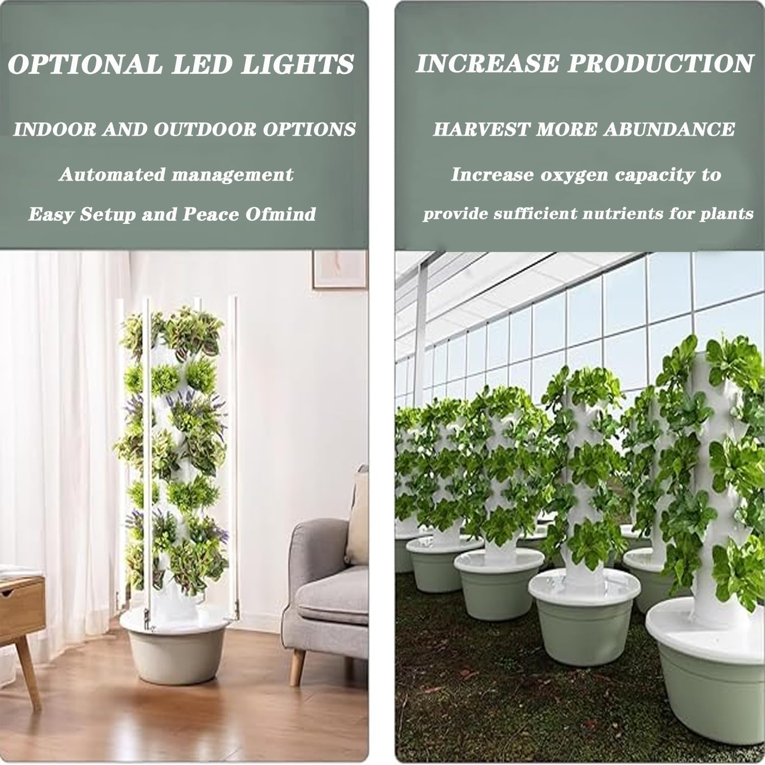 Indoor Hydroponic Tower System Kit - 5 Layer Vertical Growing System for Herbs, Fruits & Vegetables - Complete Hydroponic Germination Kit for Home Gardening