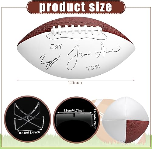 Miniatura 2 de Liliful 2 piezas de fútbol de fútbol con autógrafo, tamaño oficial, con 2 soportes, 2 bolígrafos distintivos y 1 bomba para trofeo, aniversario,