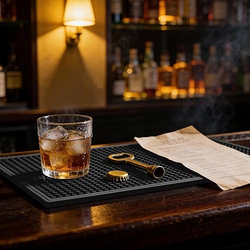 Miniatura 6 de Tapete de barra de 18 x 12 pulgadas (2 piezas) de goma para encimera y secado de platos, tapete antideslizante con diseño de flujo de aire para bar