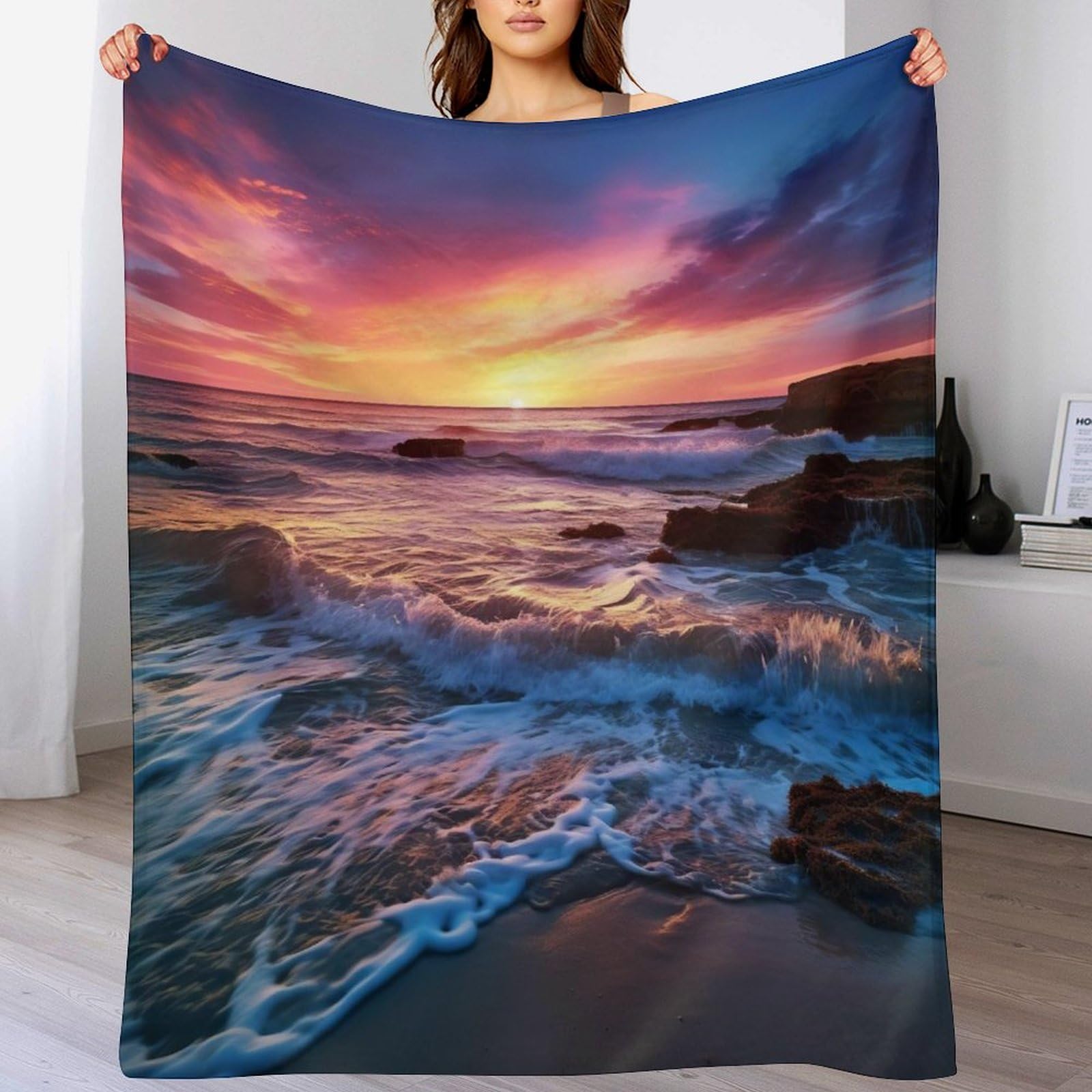 Couverture polaire flannel sunset douceur canapé lit 130x150