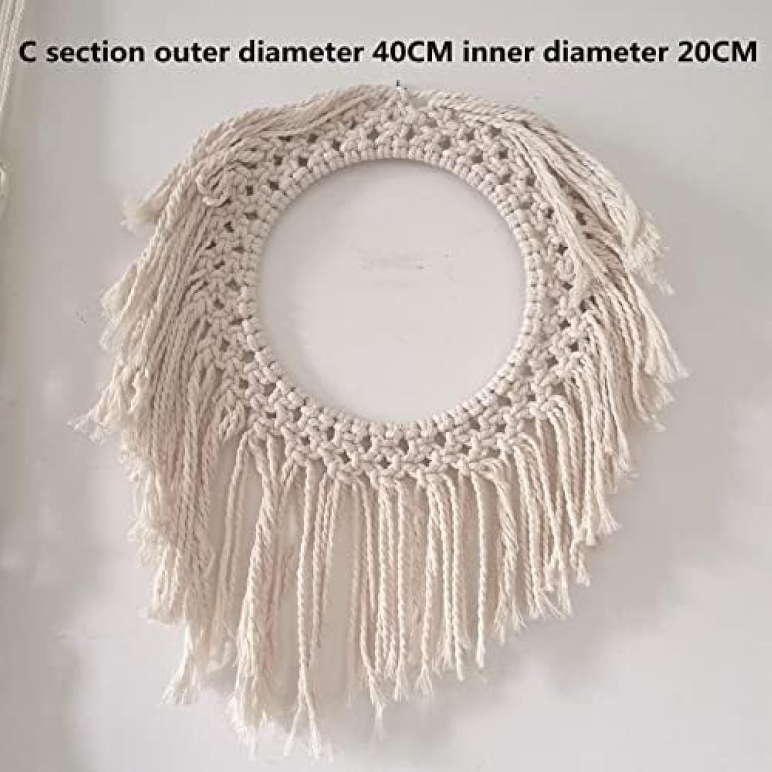 Wiszące Lustro ścienne Z Okrągłym Lustrem W Kształcie Słońca I Księżyca Z Makramy W Stylu Boho Rustykalnym, Do Salonu, Sypialni, Domu, C Section With Mirror