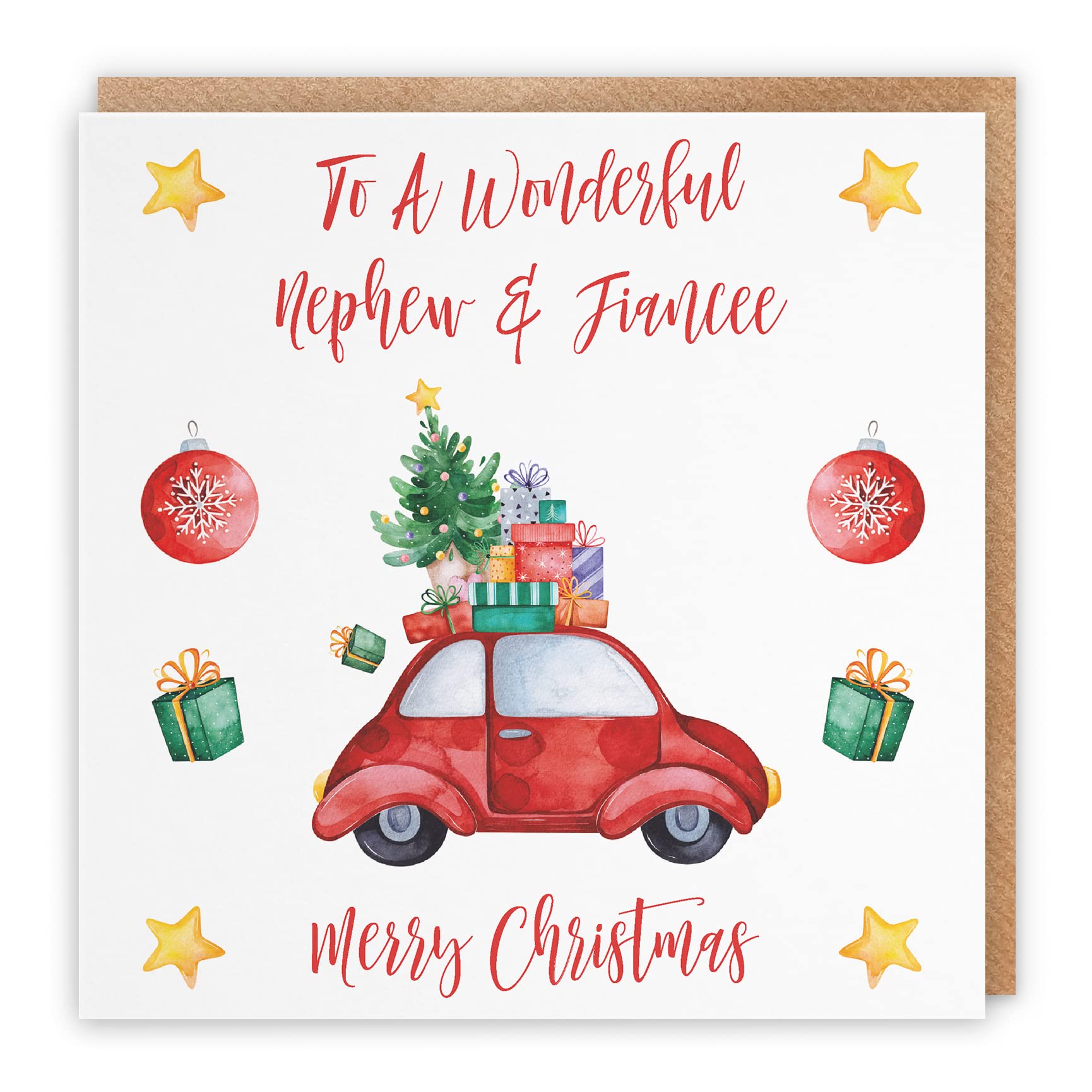 Hunts England - Nephew And Fiancee Christmas Card - To A Wonderful Nephew & Fiancee - Merry Christmas - Christmas Holiday Collection