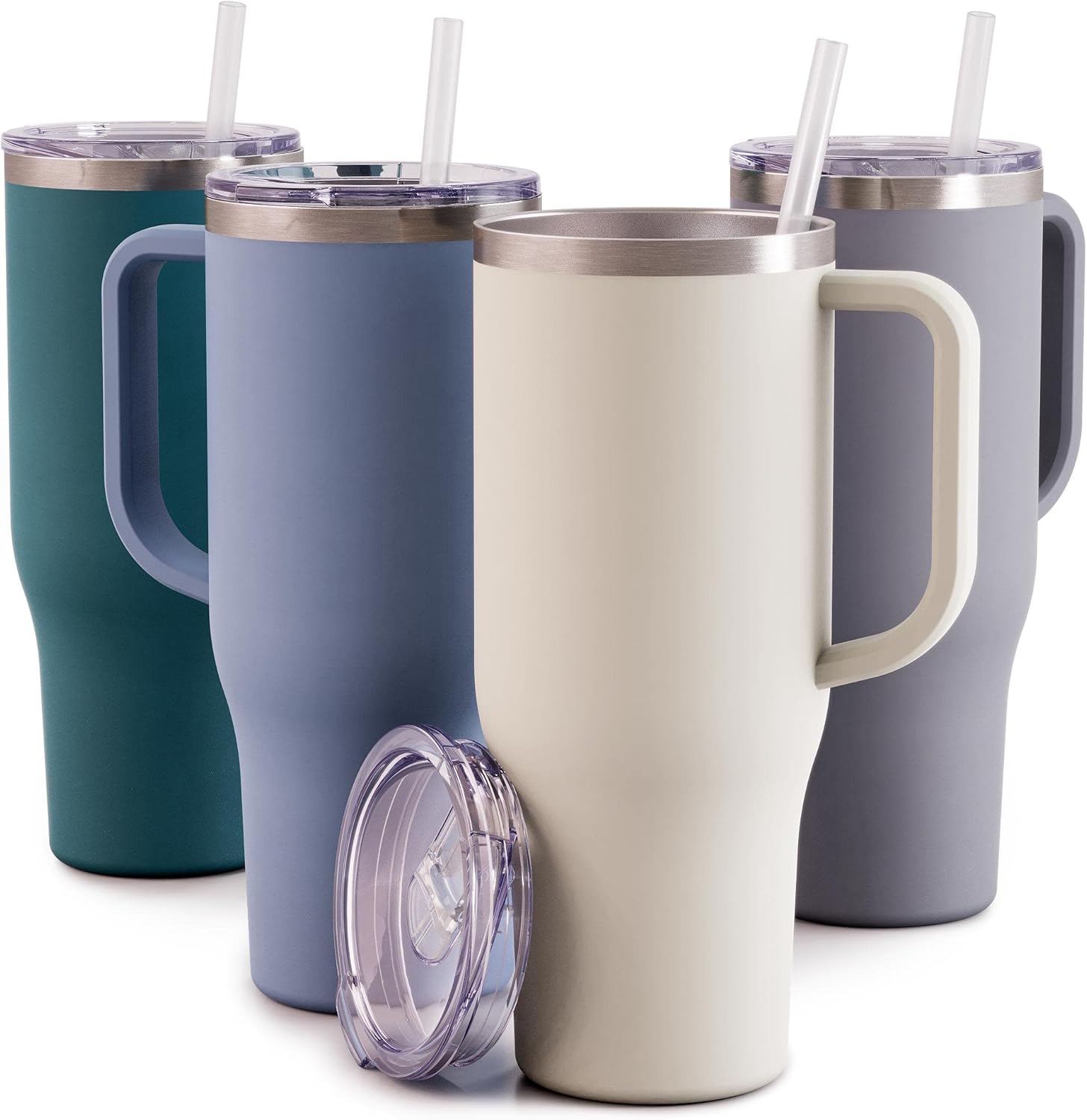 Maars Charger 40oz Insulated Travel Mug Tumbler with Handle | Double Wall Vacuum Sealed Stainless Steel Cup w/Straw and Lid, Seaglass