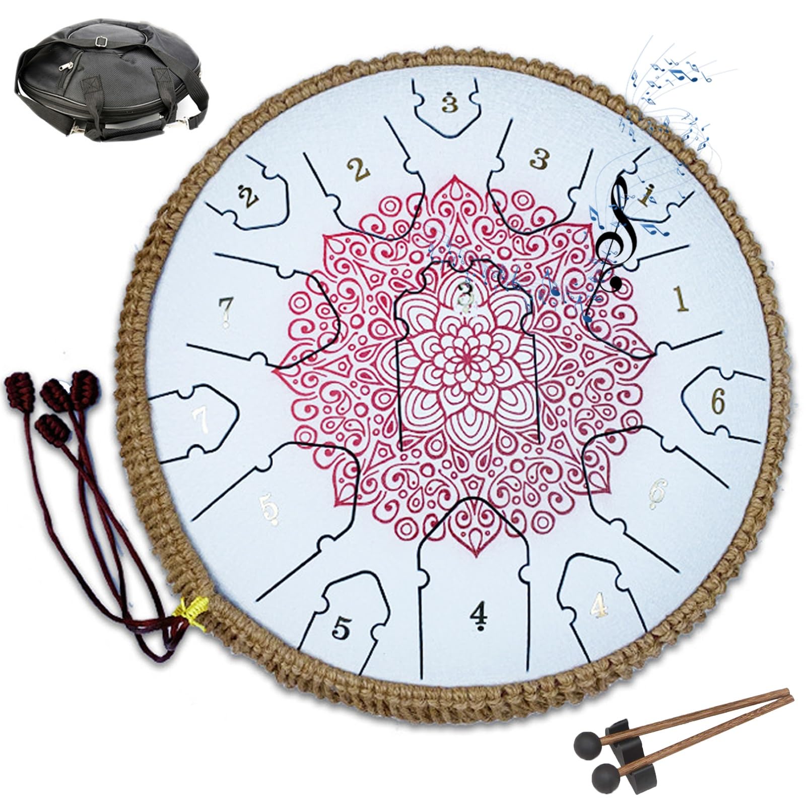 13 Calowy Stalowy BęBen JęZykowy Instrument Perkusyjny Rain Drum Malowany Handpan Dla DorosłYch Dzieci(Red)