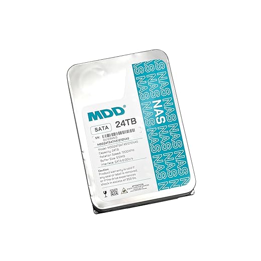 MDD 24TB 7200RPM 512MB Cache SATA 6.0Gb/s 3.5inch Internal NAS Hard Drive (MDD24TS51272NAS) - 5 Years Warranty (Renewed)