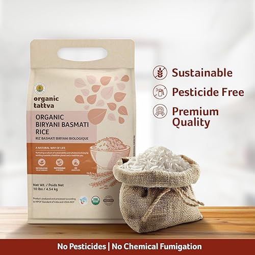 Miniatura 5 de Organic Tattva Biryani - Arroz basmati de grano largo (10 libras)  Arroz blanco orgánico para Biryani  Sin aditivos  Vegano  Sin OMG  Sin gluten